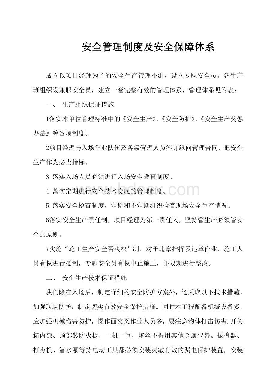 安全管理制度及安全保障体系.doc_第1页