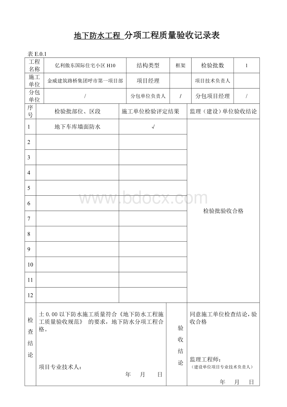 地下防水工程分项工程质量验收记录表.doc_第2页