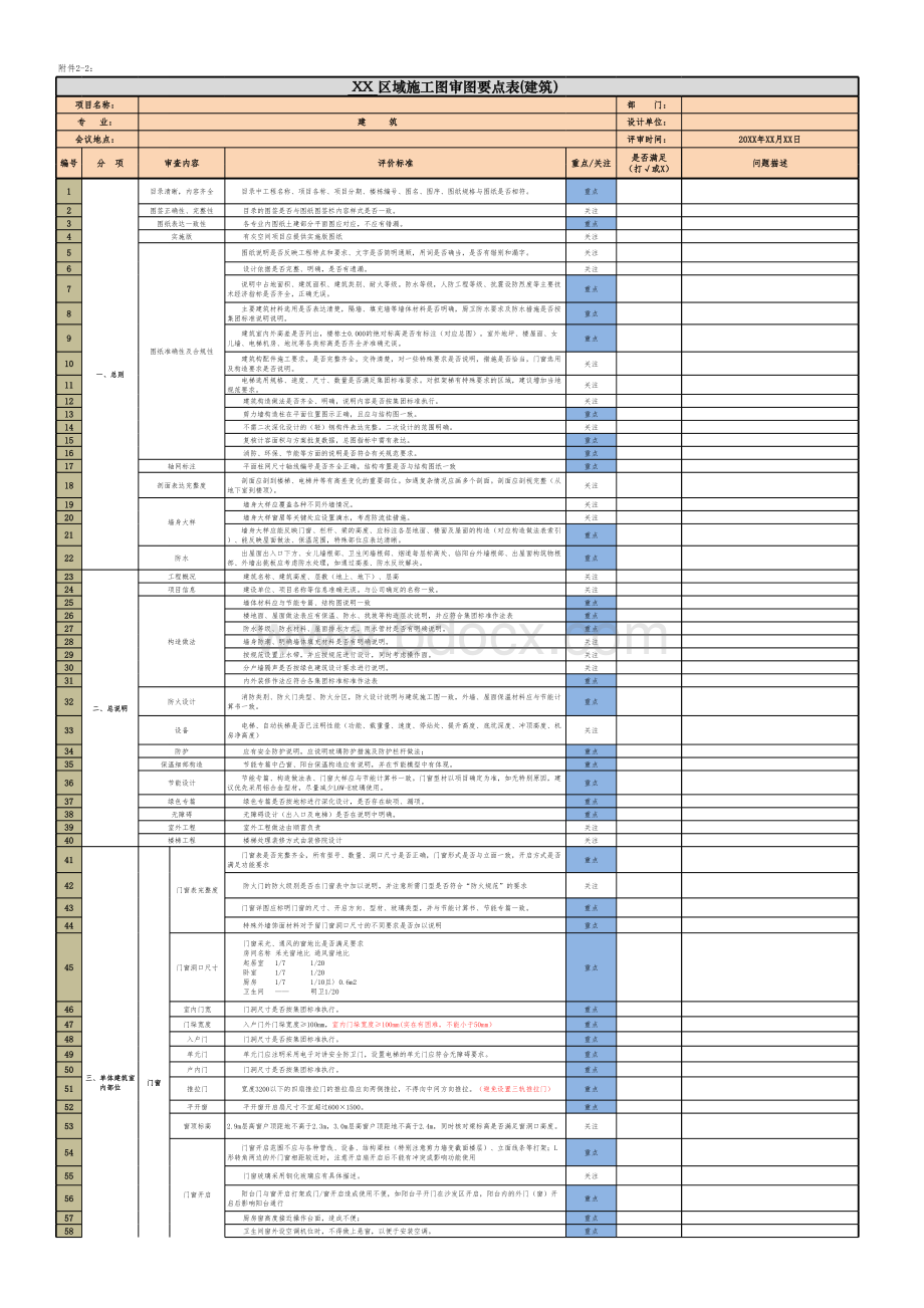 施工图审图要点表(建筑)表格文件下载.xls