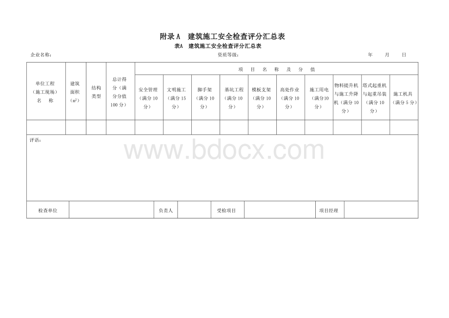 建筑施工安全检查评分表JGJ59-2011版文档格式.doc