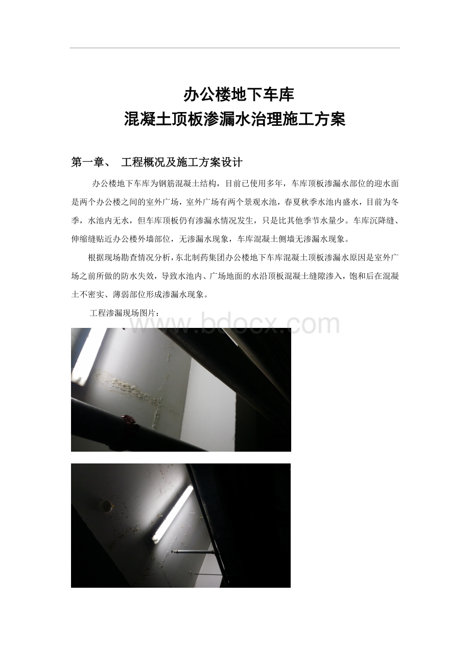 地下车库顶板渗漏水治理施工方案(1).doc_第1页