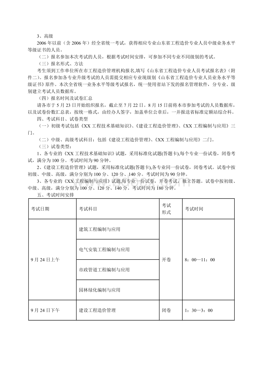 山东造价员考试报名条件及报名时间考试时间Word文档下载推荐.doc_第2页