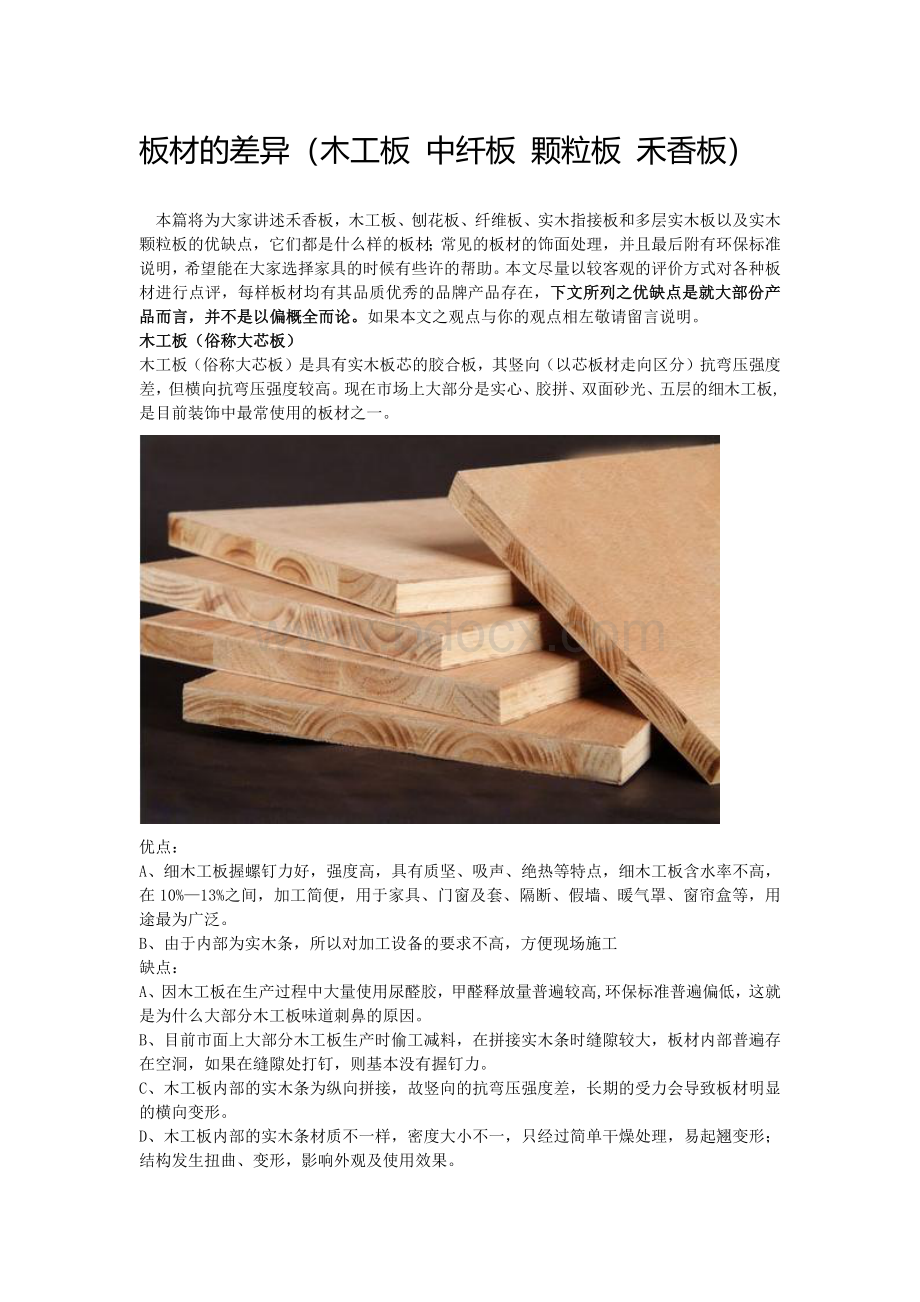 板式家具的各种板材介绍Word下载.docx_第1页