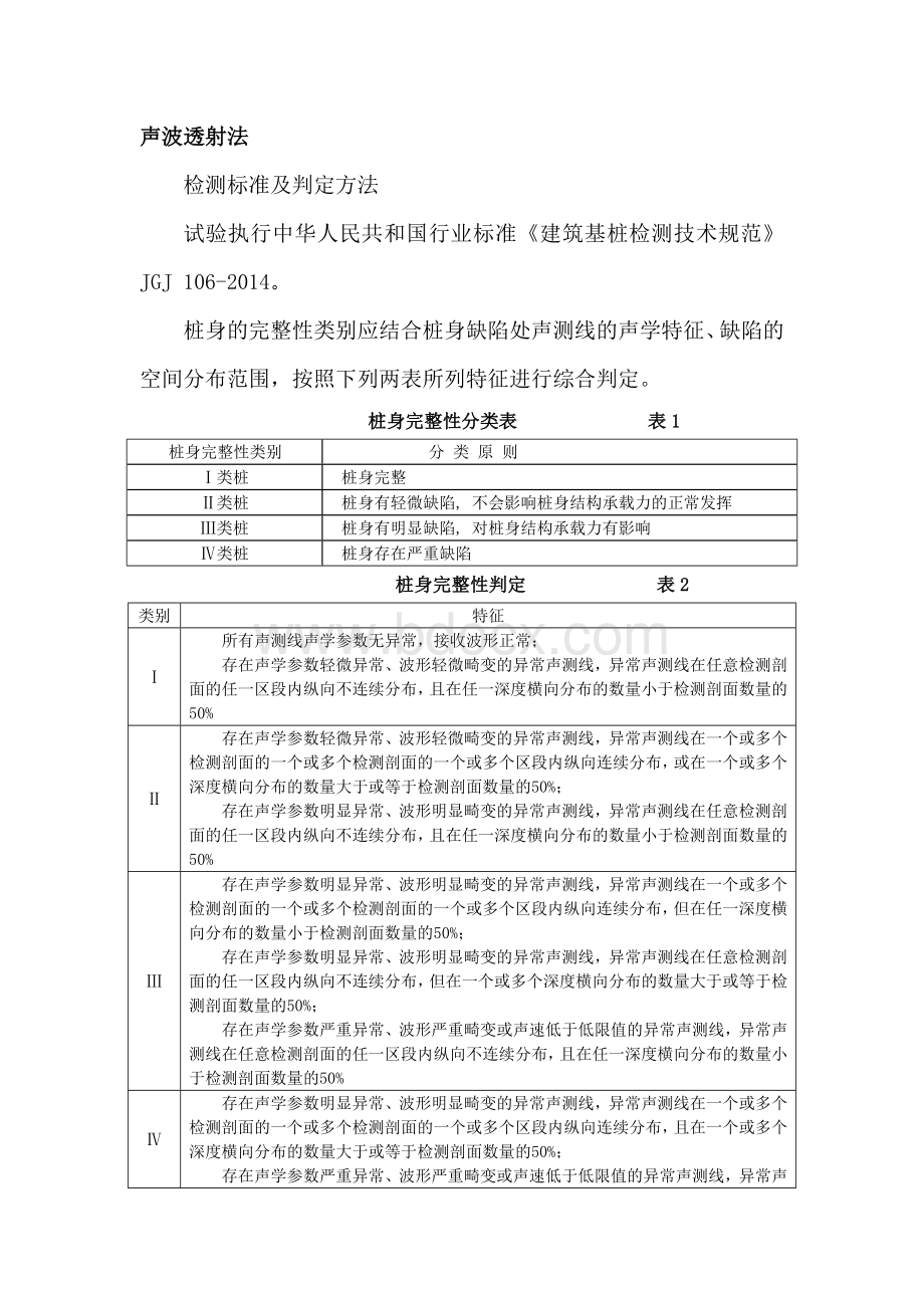 基桩检测规范桩身性检测标准及判定方法Word文档下载推荐.doc