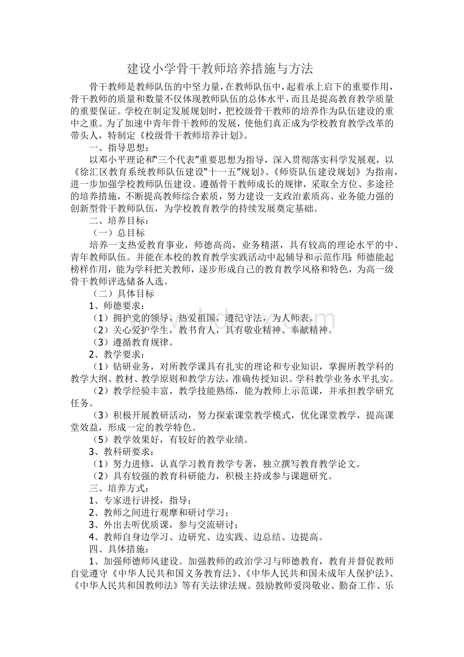 建设中小学骨干培养措施与方法Word格式文档下载.docx