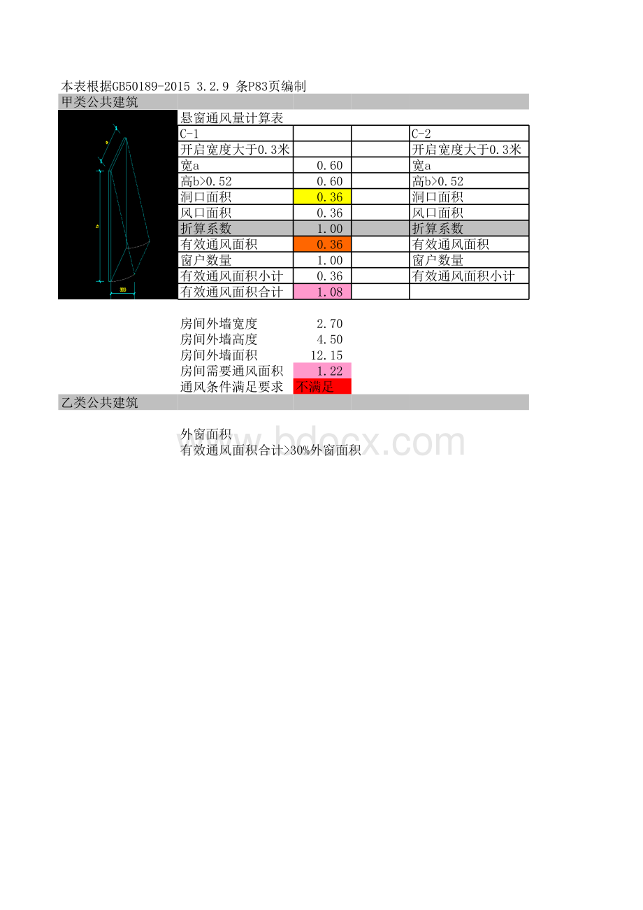 悬窗通风量计算表表格文件下载.xls_第1页