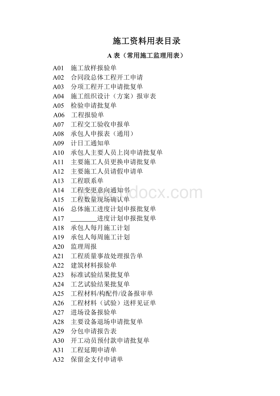 市政工程标准资料表格.doc