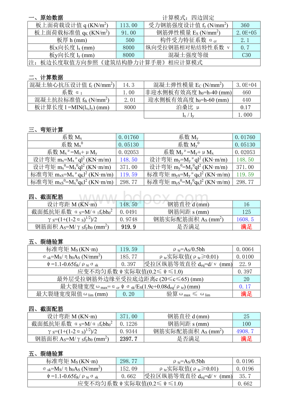 板配筋计算excel程序表格文件下载.xls_第1页