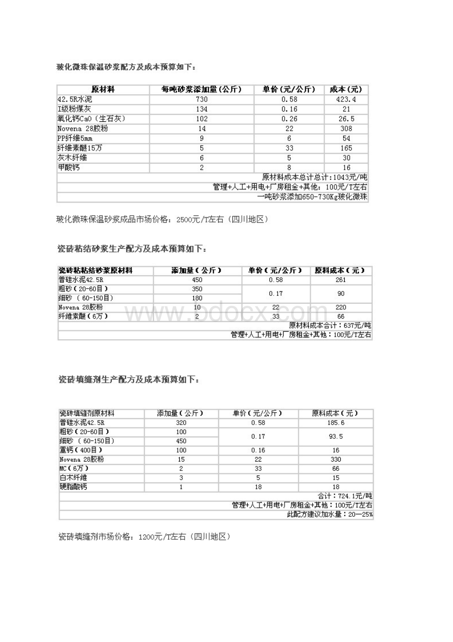 外墙保温砂浆配方“成本价格核算”表.doc_第3页