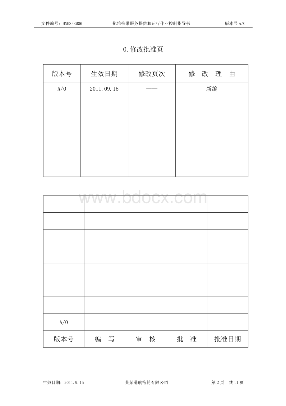 504拖轮拖带服务提供和运行控制作业指导书（HNHS╱SM06）.doc_第2页