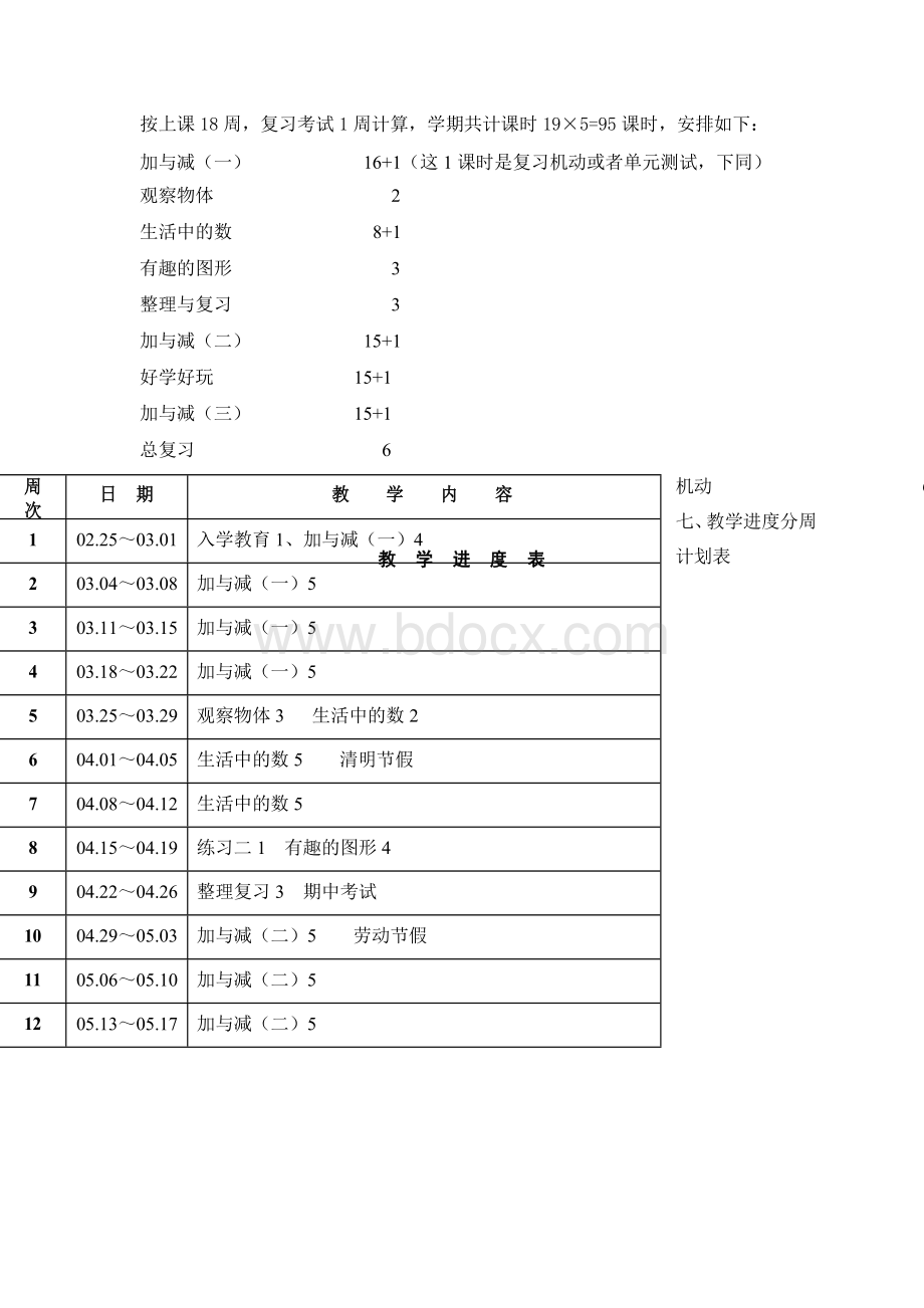 新版北师大版小学数学一年级下册教材分析教学计划及第一单元教案.docx_第3页