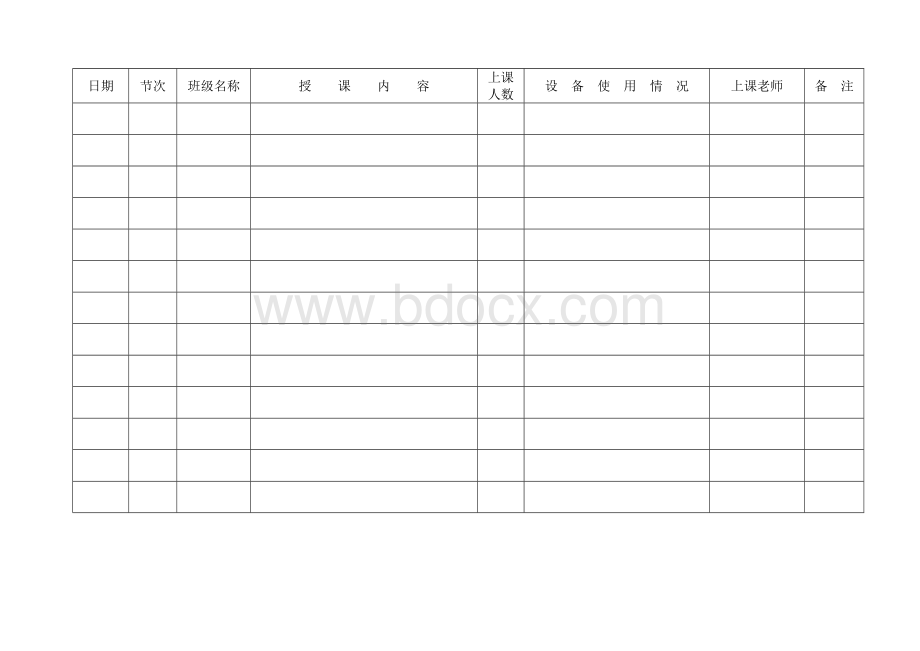 计算机房(多媒体教室)使用记录表文档格式.doc_第2页