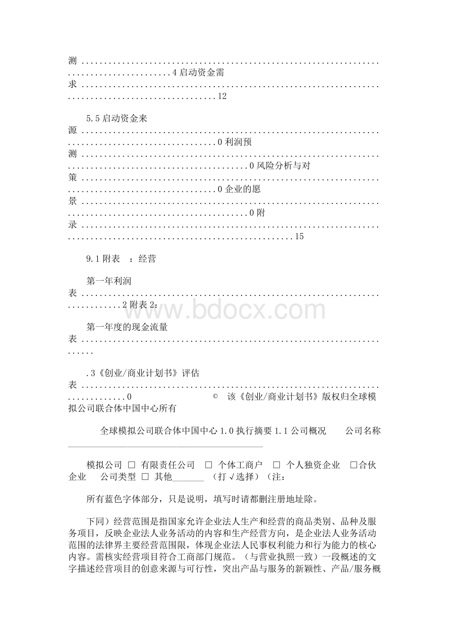 创业实训模拟公司创业计划书模板Word格式文档下载.docx_第3页