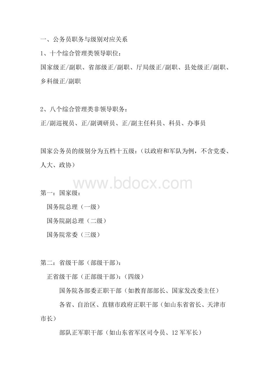 公务员职务与级别对应关系.docx_第1页