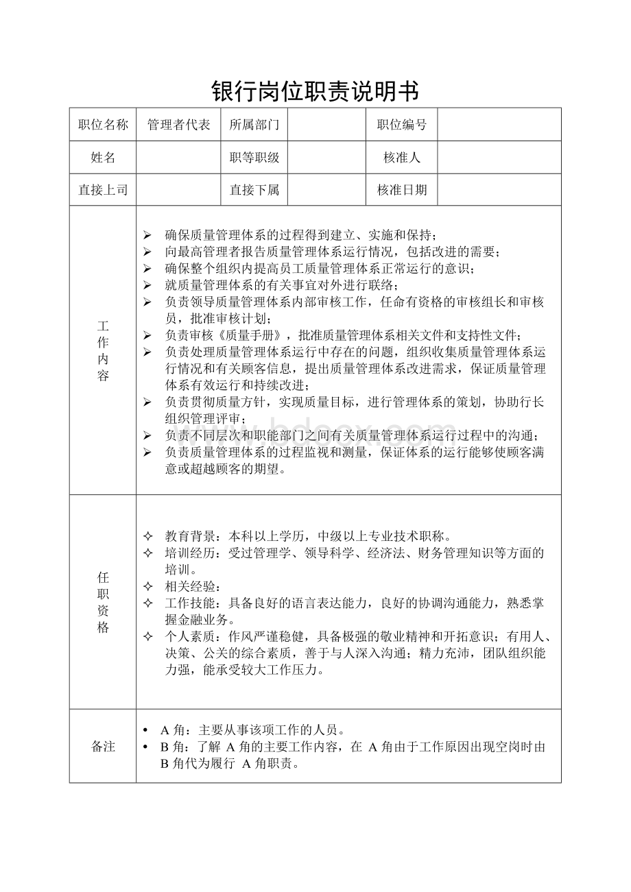 商业银行全员岗位职责说明书1材料文档格式.docx_第2页