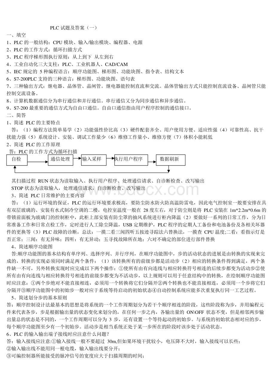 PLC试题及详细答案Word下载.docx_第1页