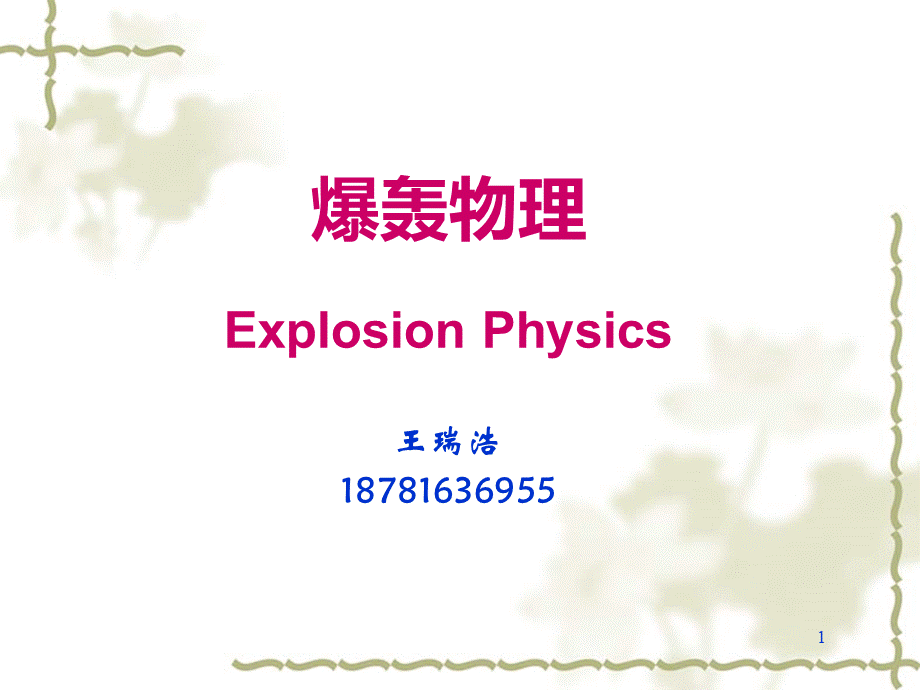 爆轰物理学课件.ppt