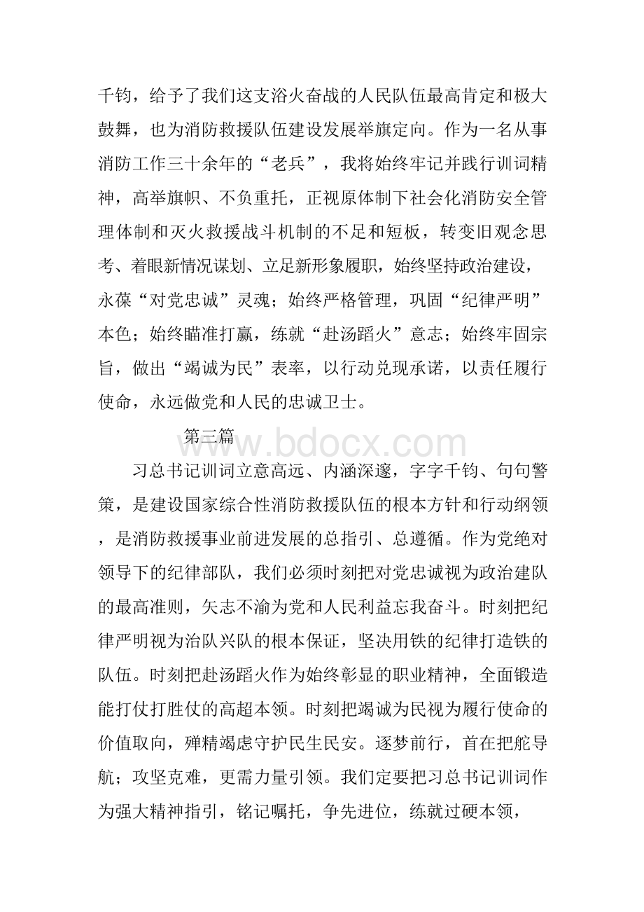 消防授旗训词心得体会精选5篇Word格式文档下载.docx_第2页