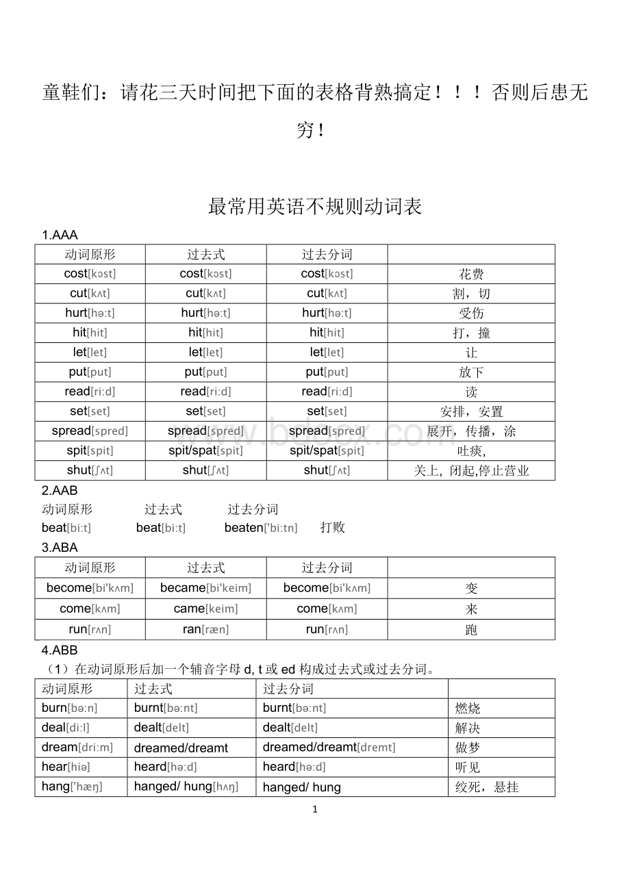 新版常用英语不规则动词表[1]文档格式.doc