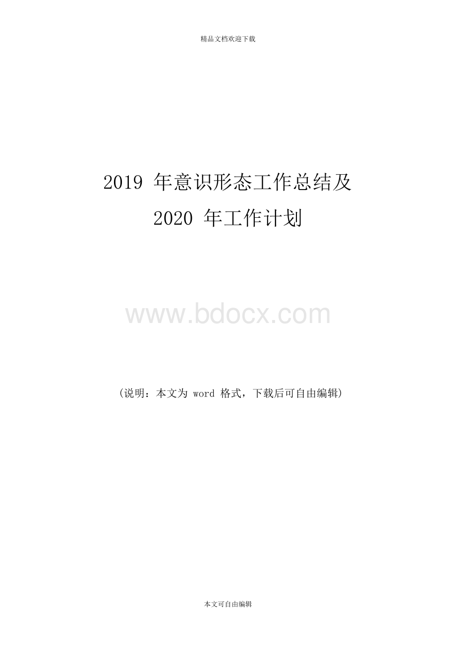 2019年意识形态工作总结及2020年工作计划文档格式.docx