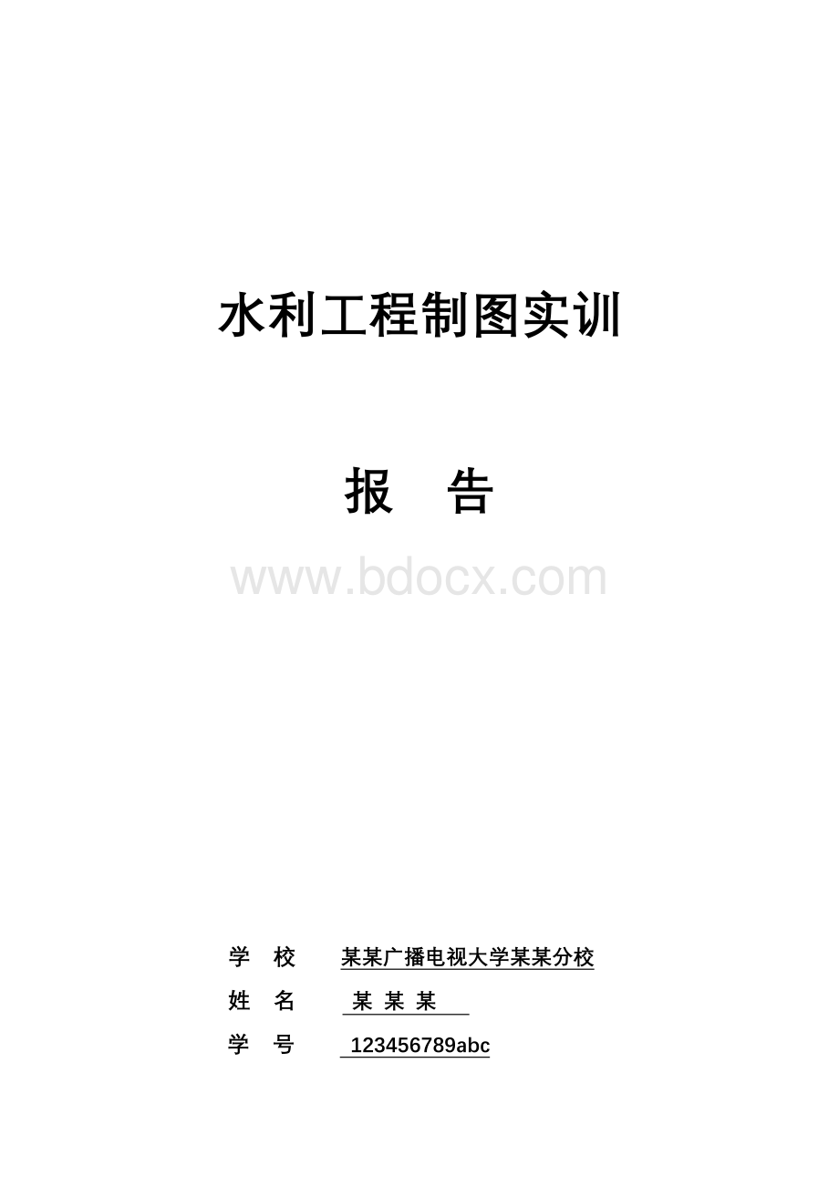 水利工程制图实训报告文档格式.doc_第1页