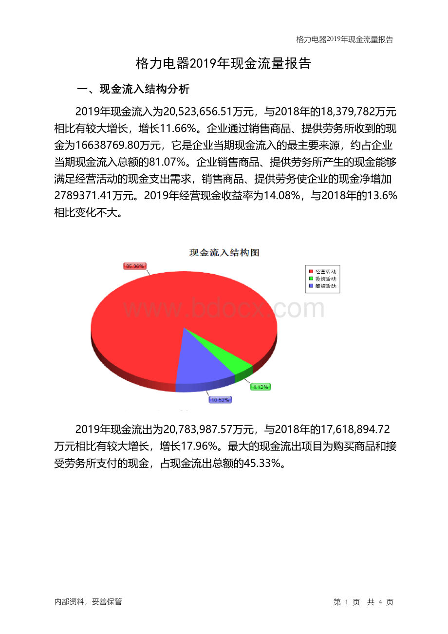 格力电器2019年现金流量报告Word文件下载.docx