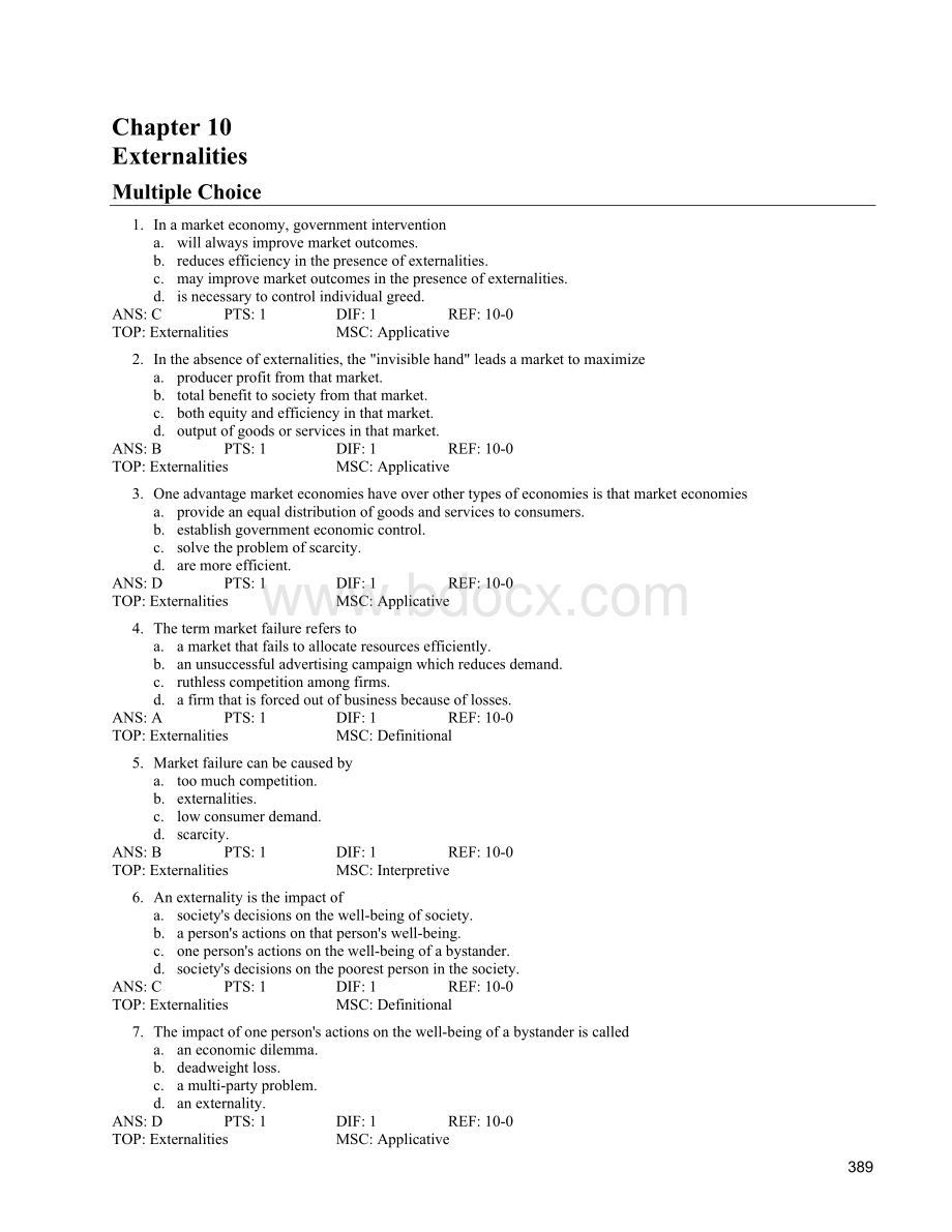 经济学原理对应练习10.doc