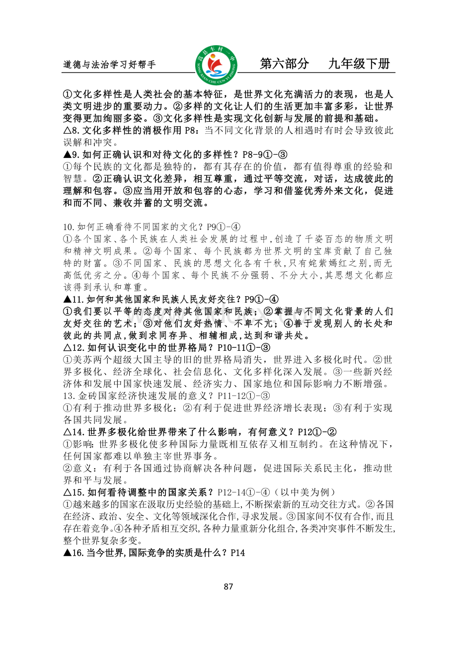 部编道德与法治九年级下册复习提纲Word文件下载.doc_第2页