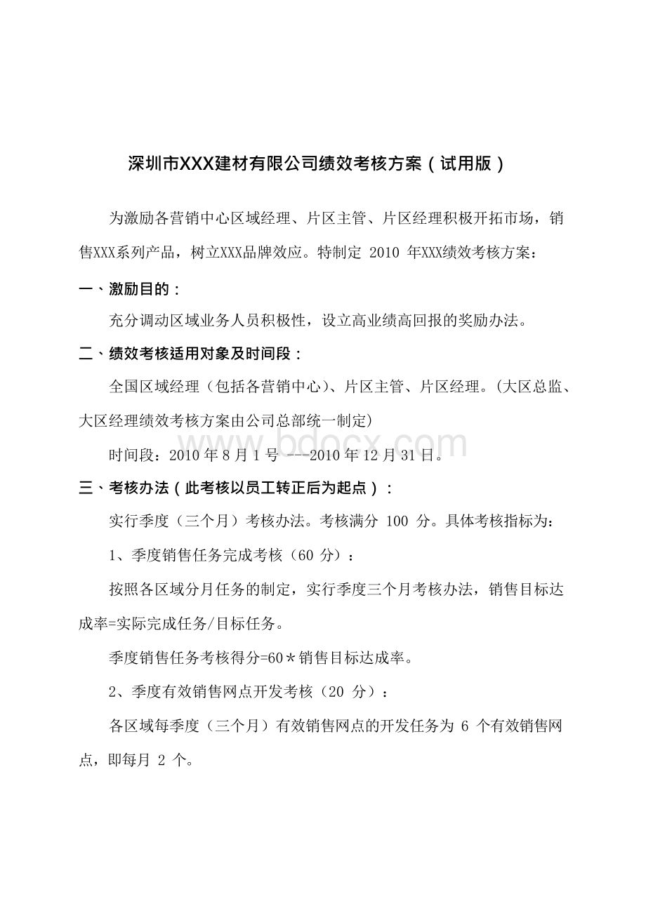 最新建材有限公司绩效考核方案.docx