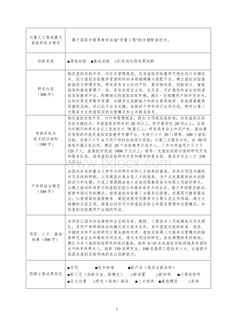 虚拟实验教学环境关键技术研究与应用示范项目建设建议书.docx_第2页