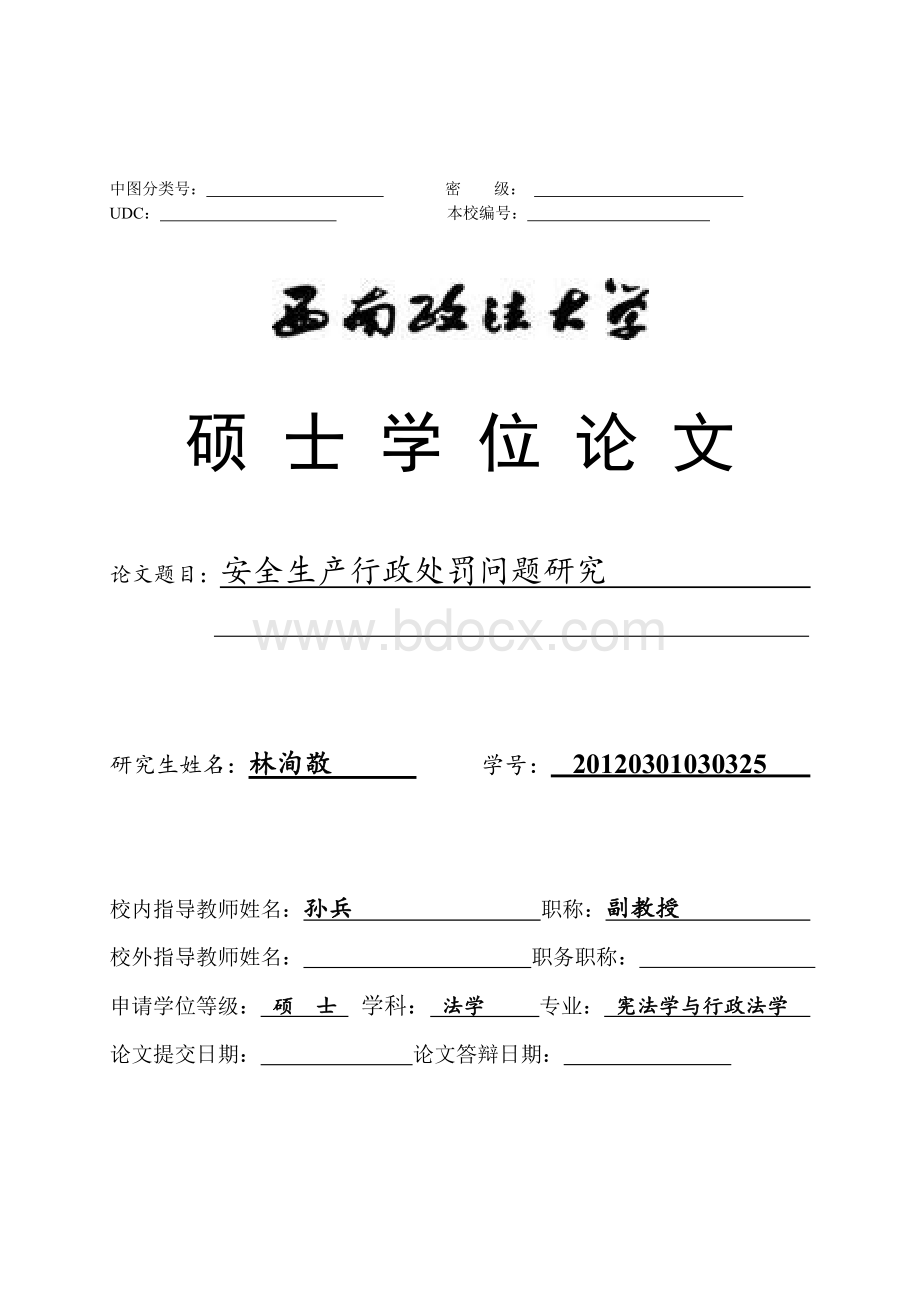 安全生产行政处罚问题研究文档格式.docx