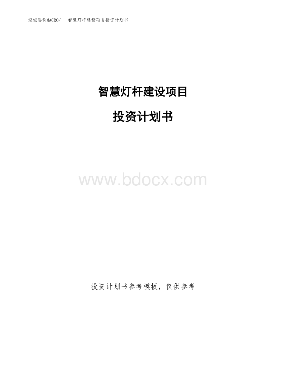 智慧灯杆建设项目投资计划书(汇报材料).docx