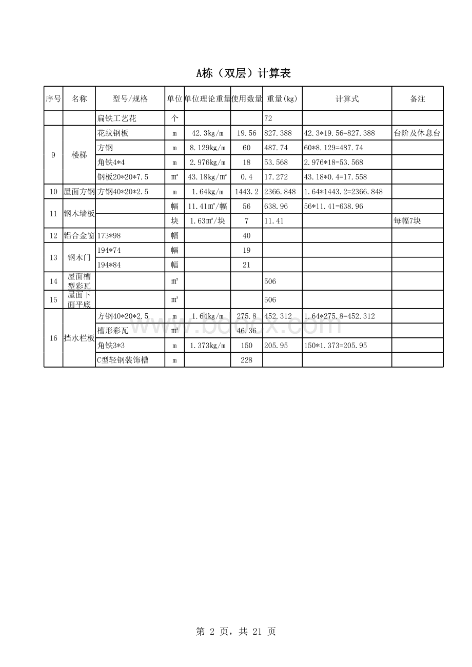 板房数量统计计算表（正式）表格文件下载.xls_第2页