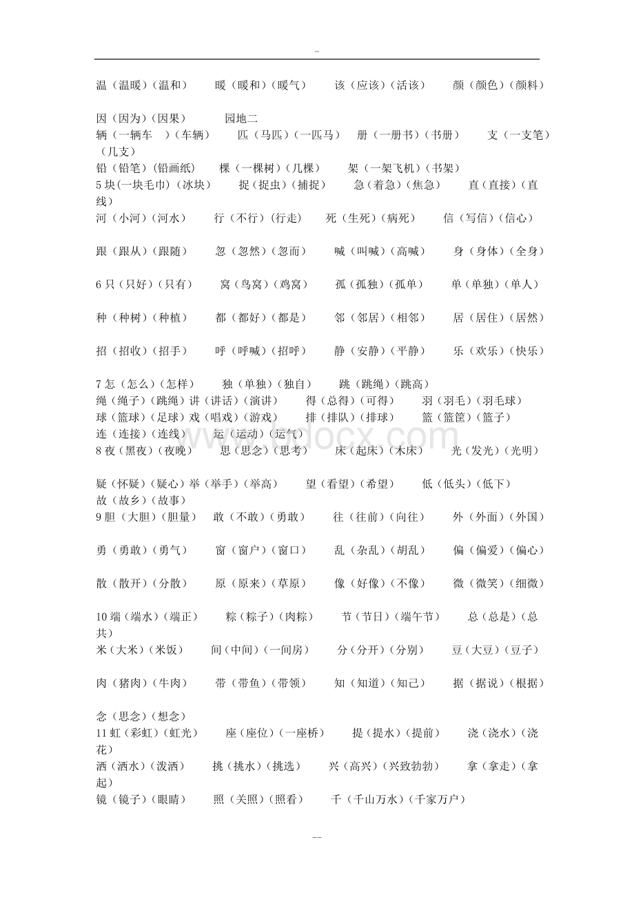 部编新人教版语文一年级下册《识字表》组词Word文件下载.doc_第2页