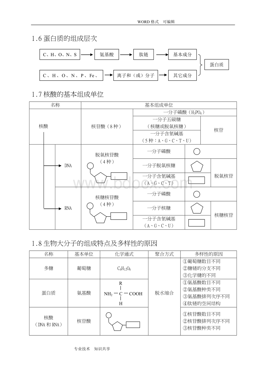 可打印高中生物全套笔记(高中生物高频考点、知识点整理总结).doc_第3页