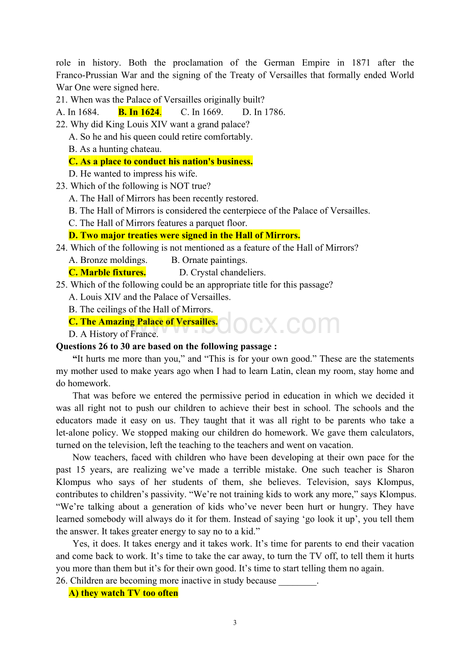 00学位非英语专业公共课科目一《英语》考试大纲以及答案Word文件下载.doc_第3页