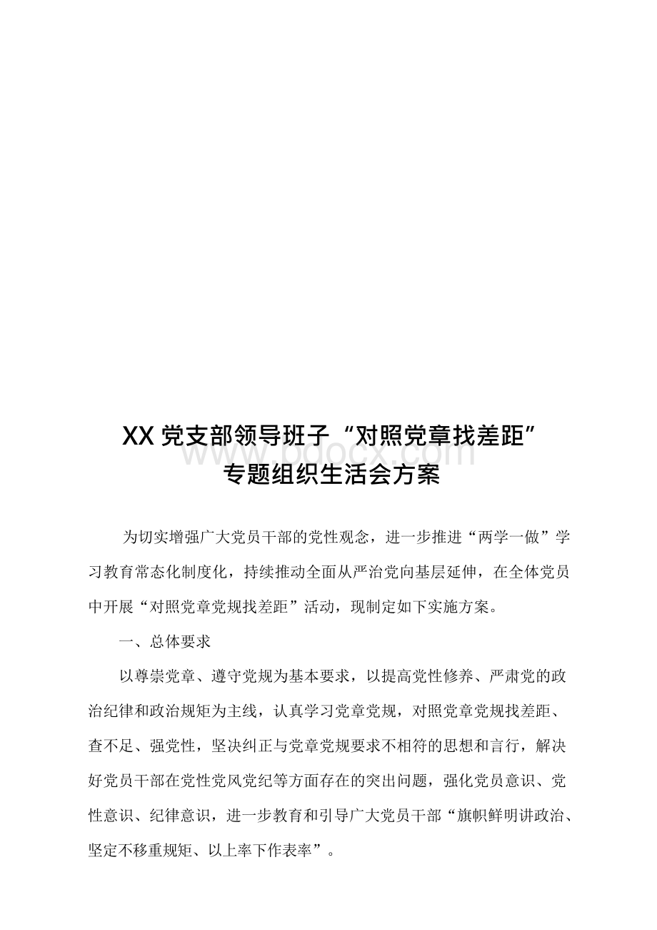 “对照党章找差距”XX党支部党员专题组织生活会全套资料（实施方案、会议议程、会议主持词、支部班子对照检查材料、党支部书记个人对照检查材料、党支部副书记个人对照检查材料、会议记录、发言材料、整改台账）x文档格式.docx_第3页