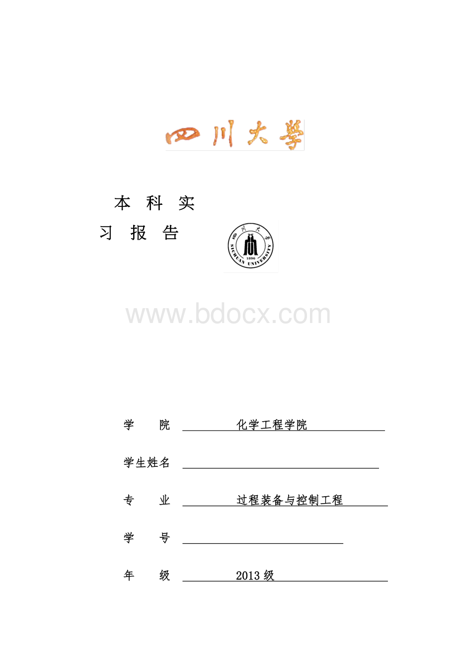 四川大学川化集团生产实习报告.docx