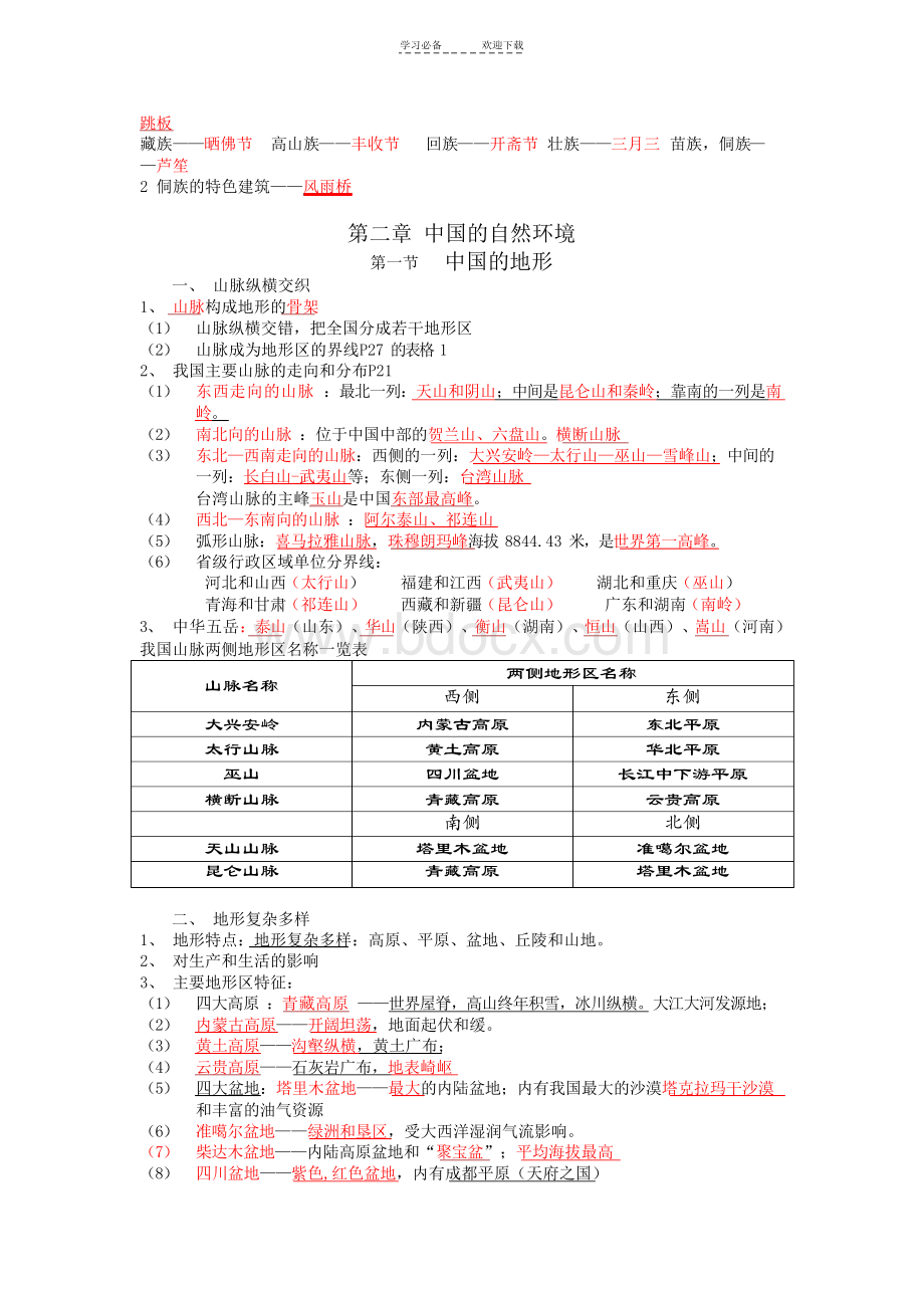 湘教版版八年级上册地理知识点总结Word文档下载推荐.docx_第3页