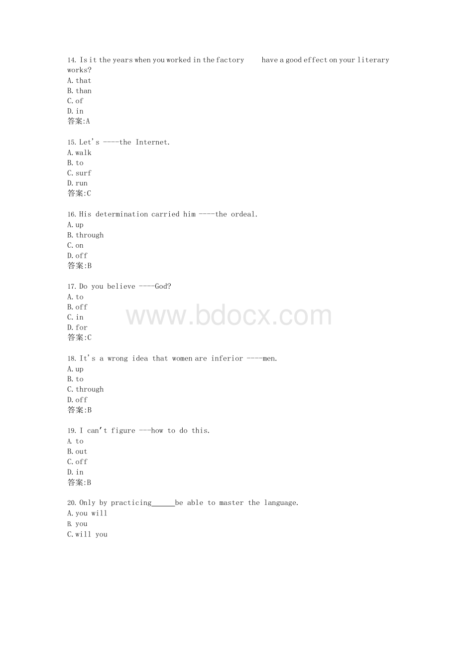 大工19秋《大学英语2(远程英语2)》在线测试1-.docx_第3页