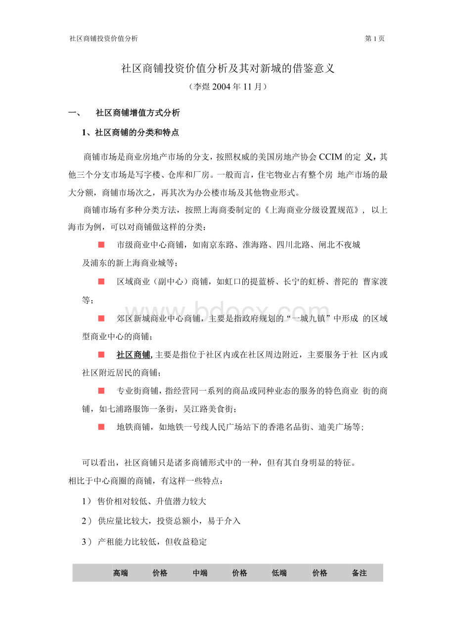 社区商铺投资价值分析.docx