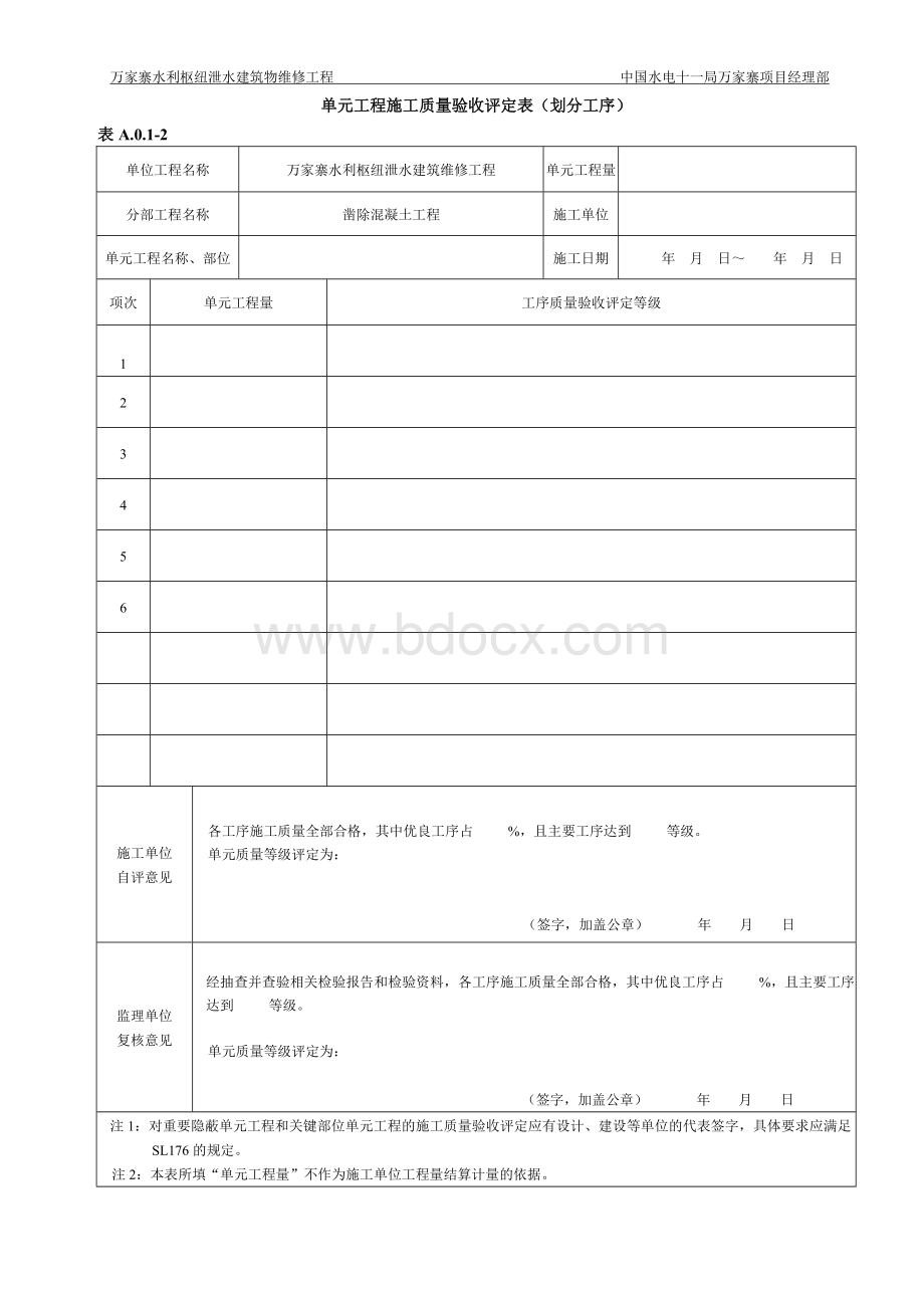 混凝土凿除环质量检查验收表.doc_第1页