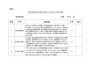 党员群众对党支部工作民主评议表xWord下载.docx