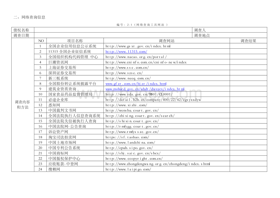 不良资产收购项目尽职调查工作底稿表Word格式文档下载.docx_第3页