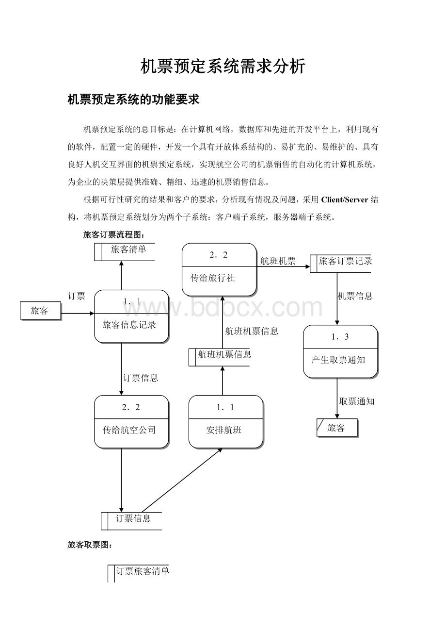 机票预定系统需求分析Word文件下载.doc