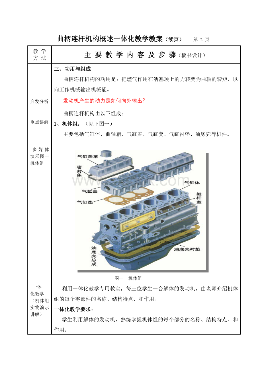 曲柄连杆机构概述教学设计.doc_第3页