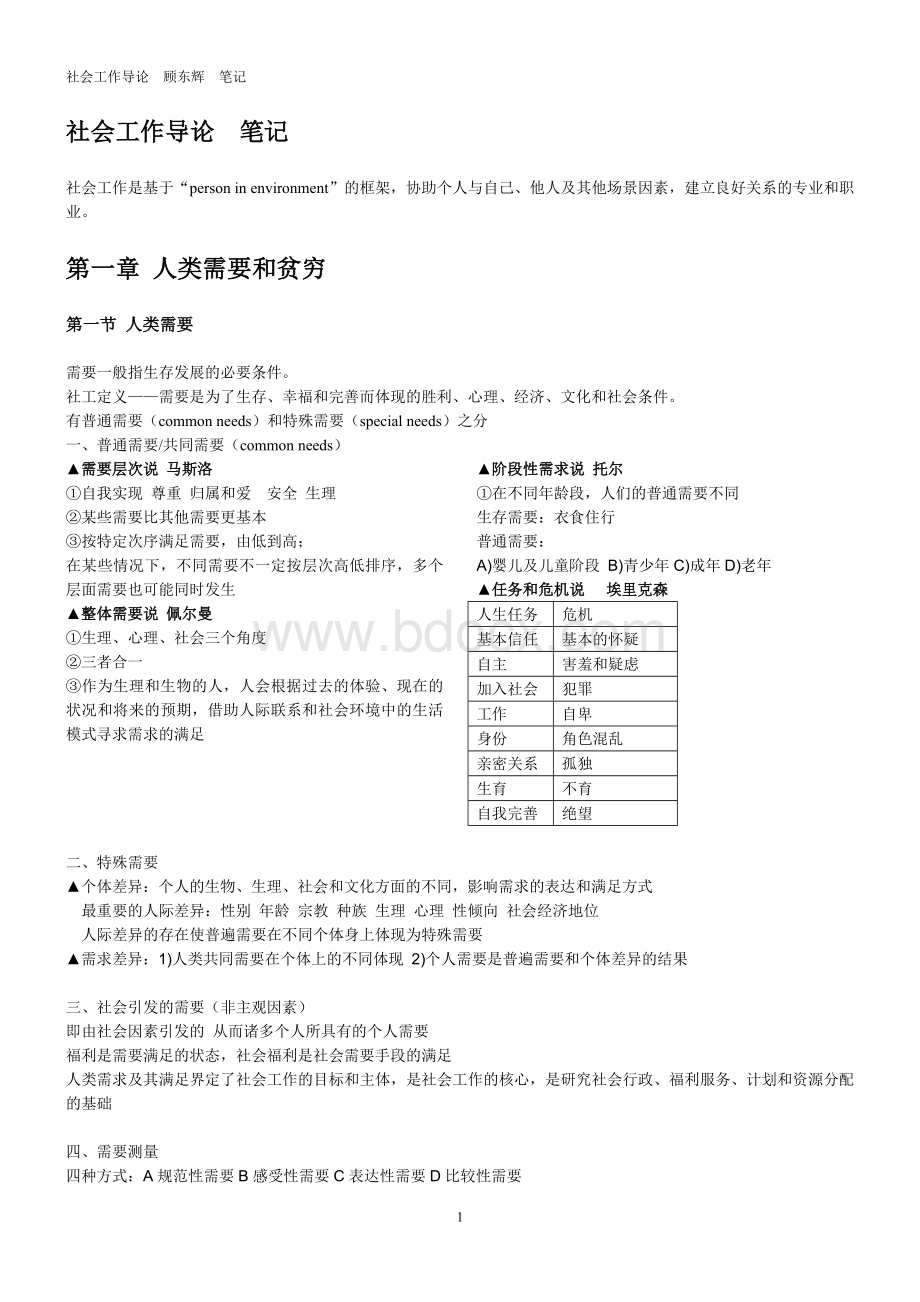 社会工作导论-顾东辉-笔记Word格式文档下载.doc_第1页