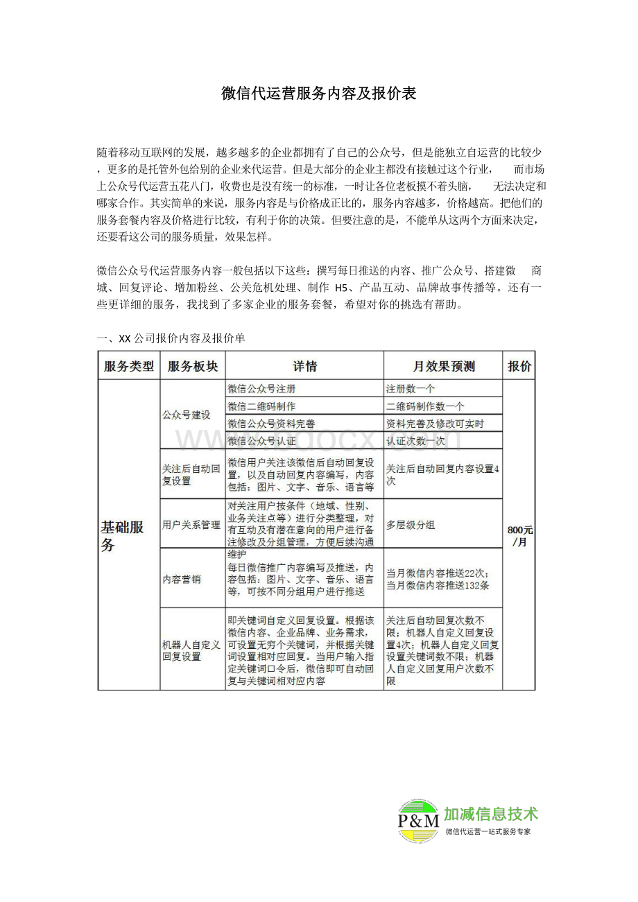 微信公众号代运营服务内容及报价单.docx_第1页