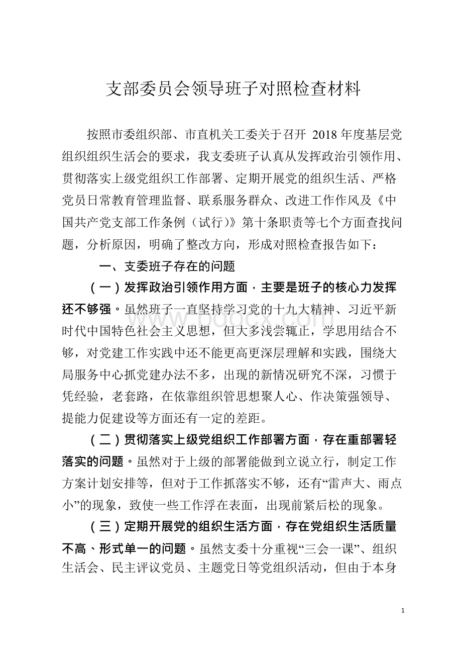 支部班子对照检查材料文档格式.docx_第1页