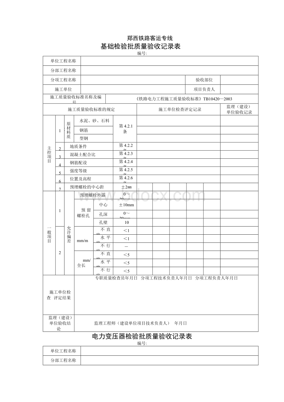 电力检验批质量验收记录表参考资料.doc_第1页